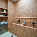 Wash and grooming station in commercial pet salon fit-out, Dubai